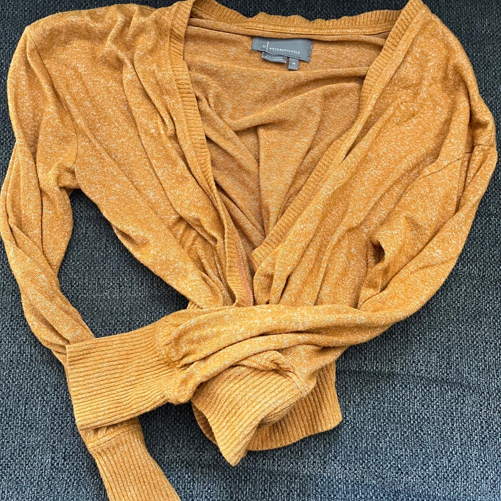 Anthropologie mustard yellow surplice sweater size xs